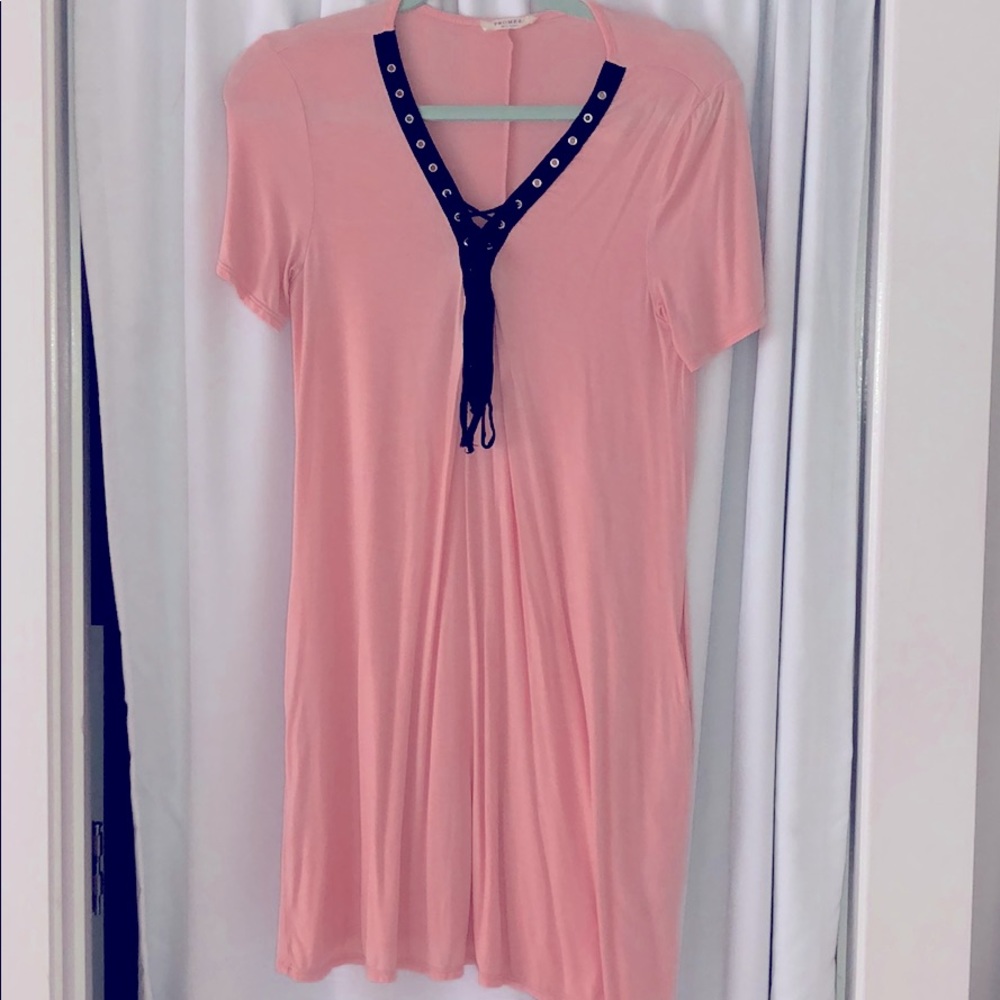 Pink and black cotton dress